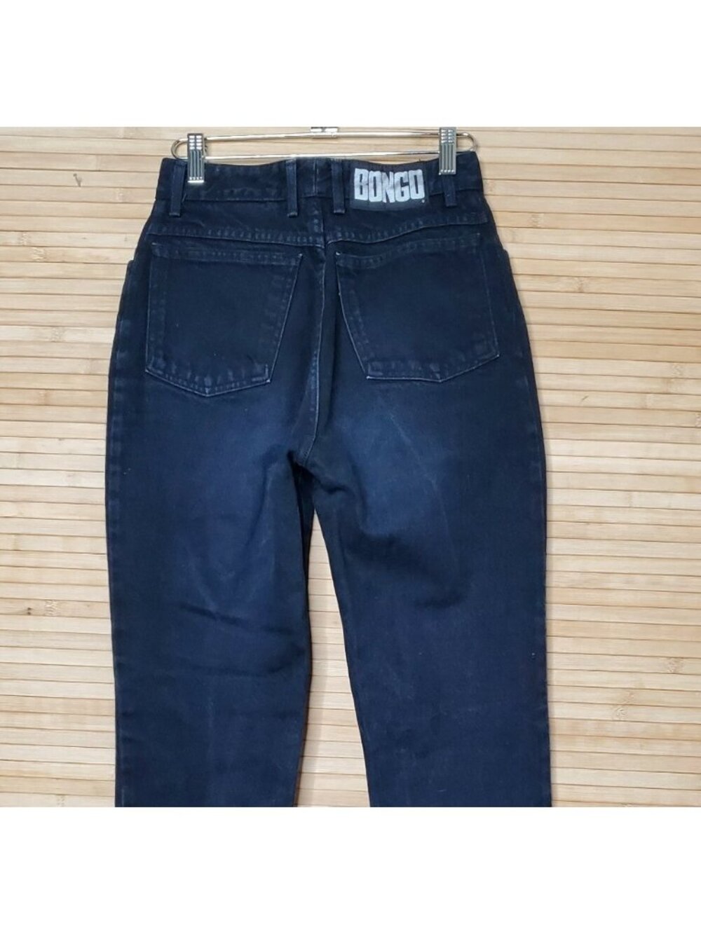 Vintage 80's Bongo Black 12" High Rise Waist mom jeans Goth USA 24 x 29